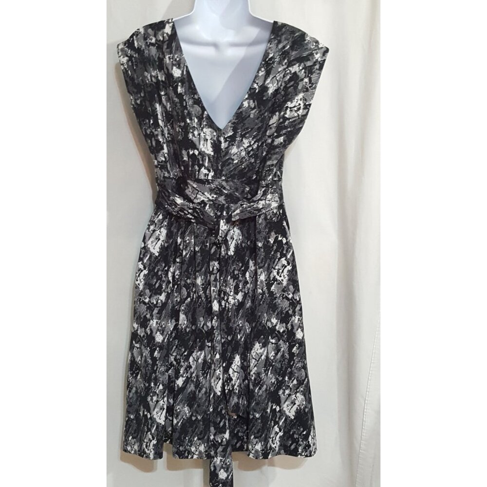 Vintage 90s Y2K Sleeveless Dress L Black Stretch Knit V Neck Babydoll Goth - Picture 5 of 7